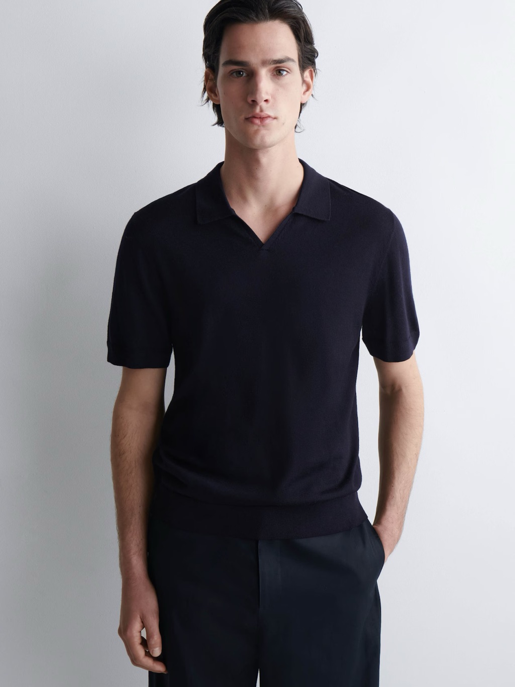 Nwt (Size Small) Cos Open-Collar Merino Wool Polo Shirt